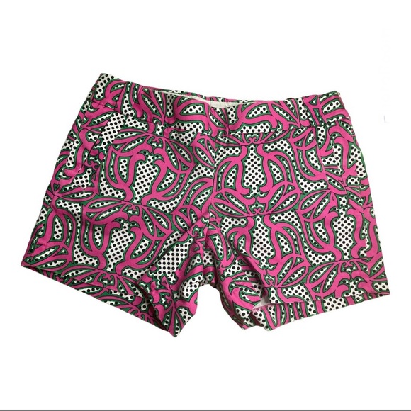J. Crew City Fit Shorts Sz 8 Side Zipper Summer print Slit Pockets - Picture 2 of 5